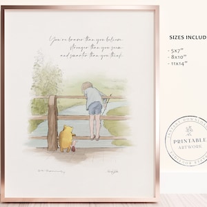 POOH - Druckbare Winnie-The-Pooh Klassiker, Baby-Dusche, Pooh-Geburtstagsfeier, Kinderzimmer-Dekorationskarten, 5x7 8x10 11x14 A.A. Milne