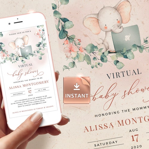 Zoom Baby Shower Invitation Virtual Baby Shower Etsy