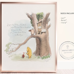 POOH - Biglietti stampabili Winnie-The-Pooh Classic, Baby Shower, Festa di compleanno di Pooh, Centrotavola per la cameretta dei bambini, 5x7 8x10 11x14 A.A. Milne