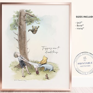 POOH - Druckbereites klassisches Zitat von Winnie-The-Pooh, Baby-Dusche, Geburtstagsfeier, Kinderzimmer-Dekorationskarten, Centerpiece, Bridge River