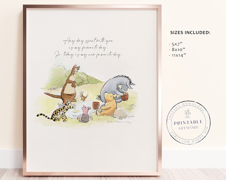 Winniethepooh Printable Poster Classic Nursery Decoration (digital