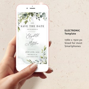 REESE Save the Date Evite, Smartphone Electronic Invitation, Greenery Digital Template, Save Our Date Evite, Instant Download image 6