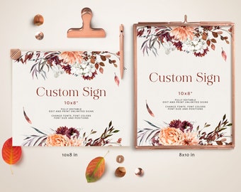 Burnt Orange Fall Wedding Sign: Editable Template (Digital Download)