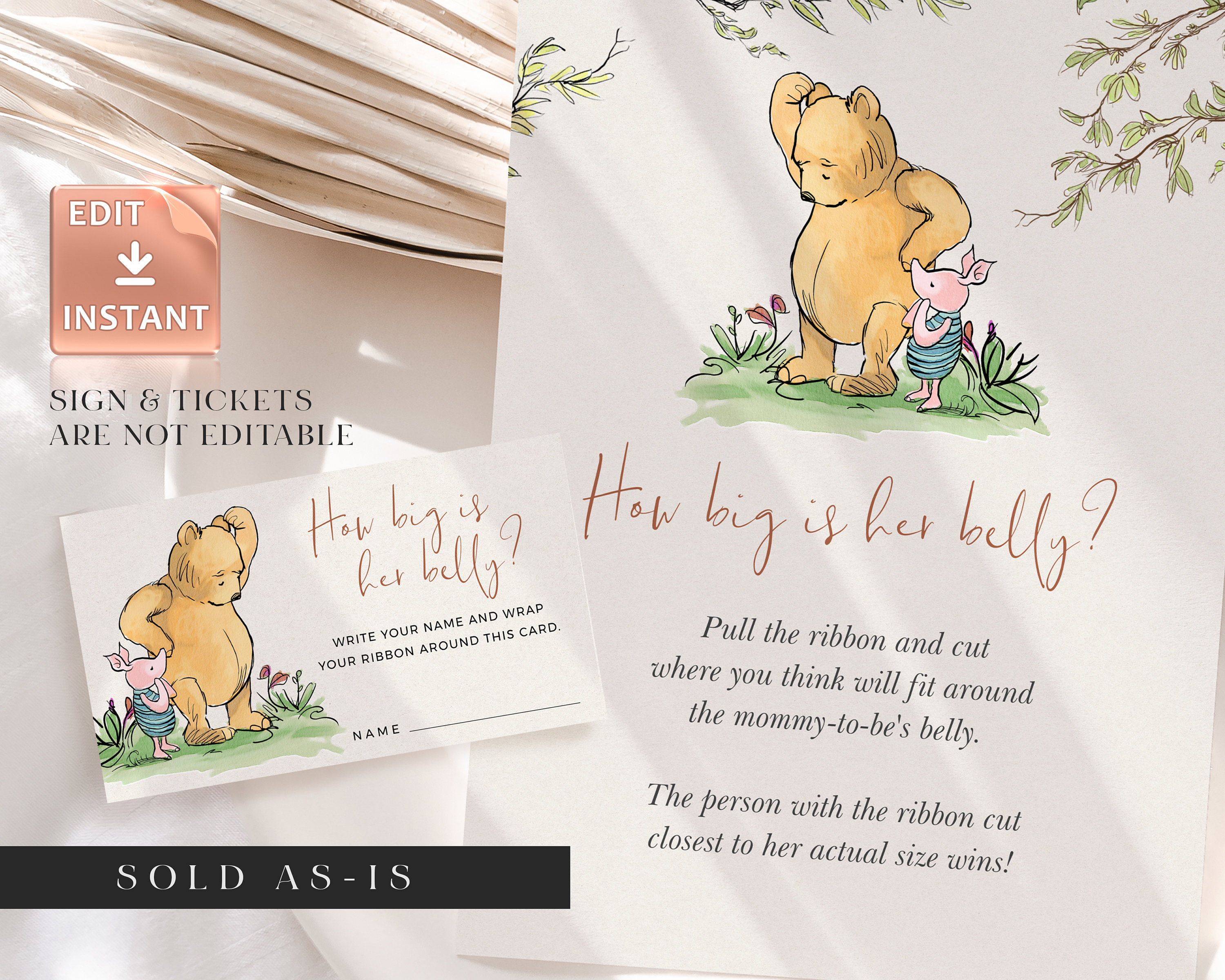 Printable Game Winnie the Pooh - What's in your purse Baby Shower