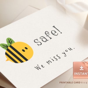 Tarjetas de cuarentena divertidas, tarjetas de bloqueo imprimibles, tarjeta segura para abejas, tarjeta de cuarentena imprimible, descarga digital de tarjetas, postales de cuarentena