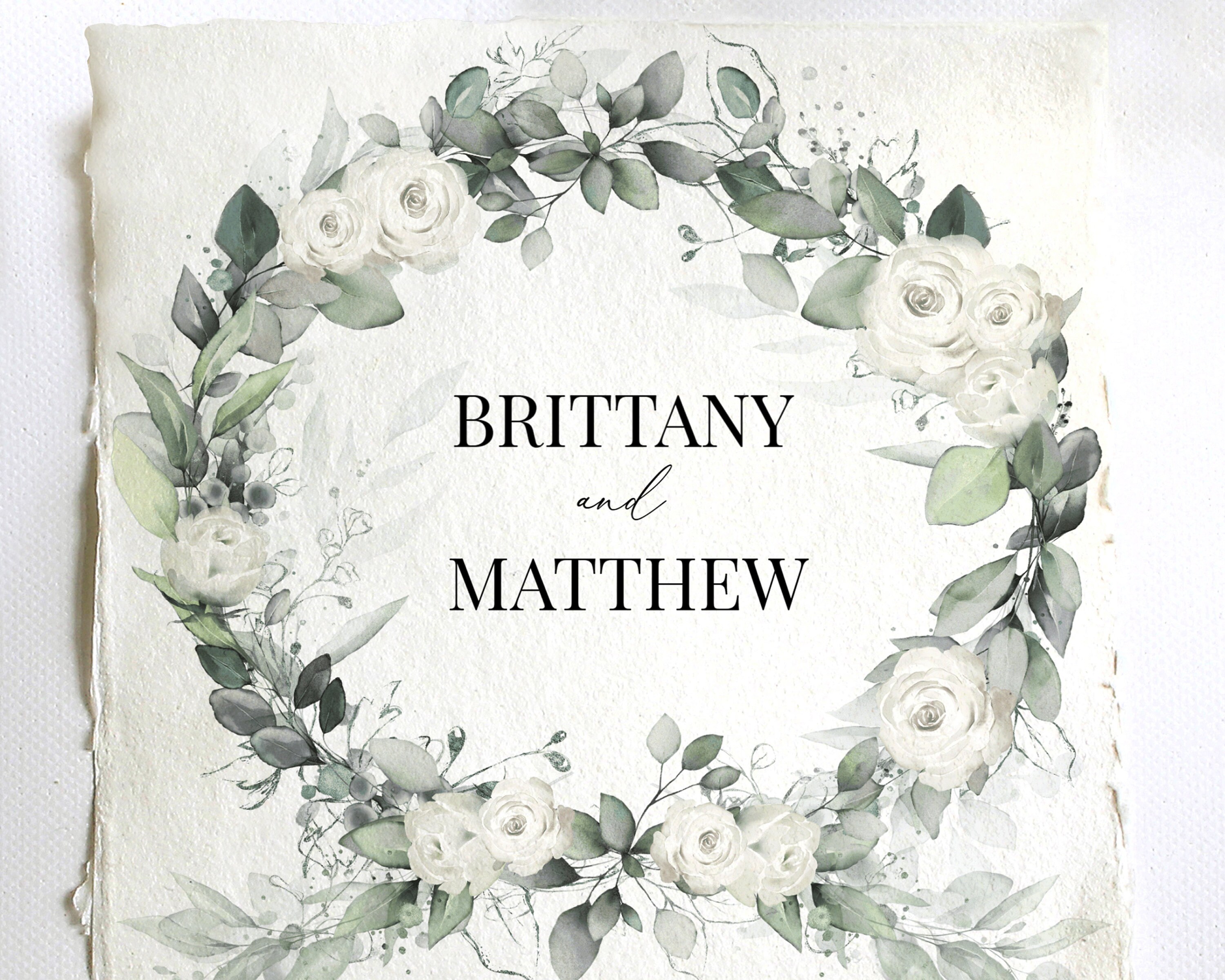 White Roses Wedding Invitation Template: Editable Floral Suite (instant ...