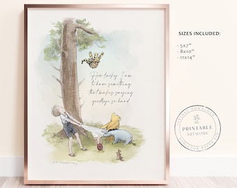 Winnie-the-Pooh 'Saying Goodbye' Printable Poster: Classic Nursery Art (Digital Download)