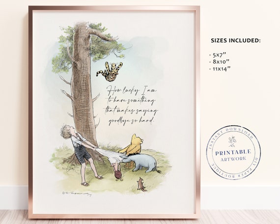 くまのプーさん「さよなら」印刷可能なポスター：クラシックな保育園