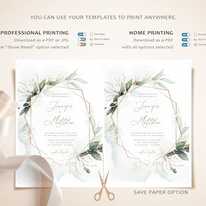 Wedding Template Collection Gold Geometric, Boho Wedding Invite Kit, Wedding Invitation Set, Invitation Template Bundle, Modern Invites CLEO image 9
