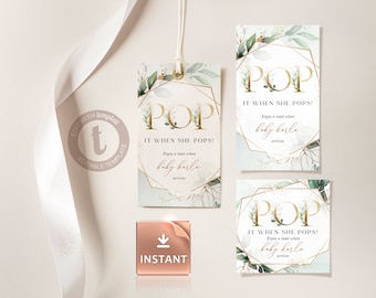 Etiquetas "Pop It When She Pops": etiquetas de regalo para baby shower (imprimibles)