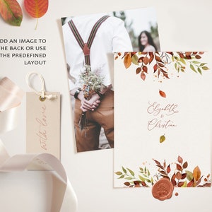 SIENNA Fall Wedding Invitation Template, Rustic Autumn Leaves and Greenery, Download Editable Invite, Printable Marriage, Bundle Invites image 6