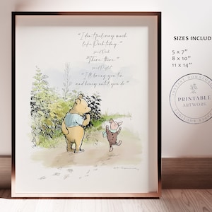 POOH - Druckbare Winnie-The-Pooh Klassiker, Baby-Dusche, Pooh-Geburtstagsfeier, Kinderzimmer-Dekorationskarten, 5x7 8x10 11x14 A.A. Milne
