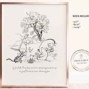 POOH - Druckbereites klassisches Zitat von Winnie-The-Pooh, Baby-Dusche, Geburtstagsfeier, Kinderzimmer-Dekorationskarten, Centerpiece, Bridge River