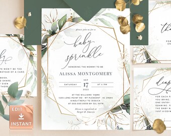 Geometric Baby Sprinkle Invitation: Gender Neutral, Editable Template
