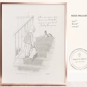 POOH - Druckbereites klassisches Zitat von Winnie-The-Pooh, Baby-Dusche, Geburtstagsfeier, Kinderzimmer-Dekorationskarten, 5x7 8x10 11x14 A.A. Milne