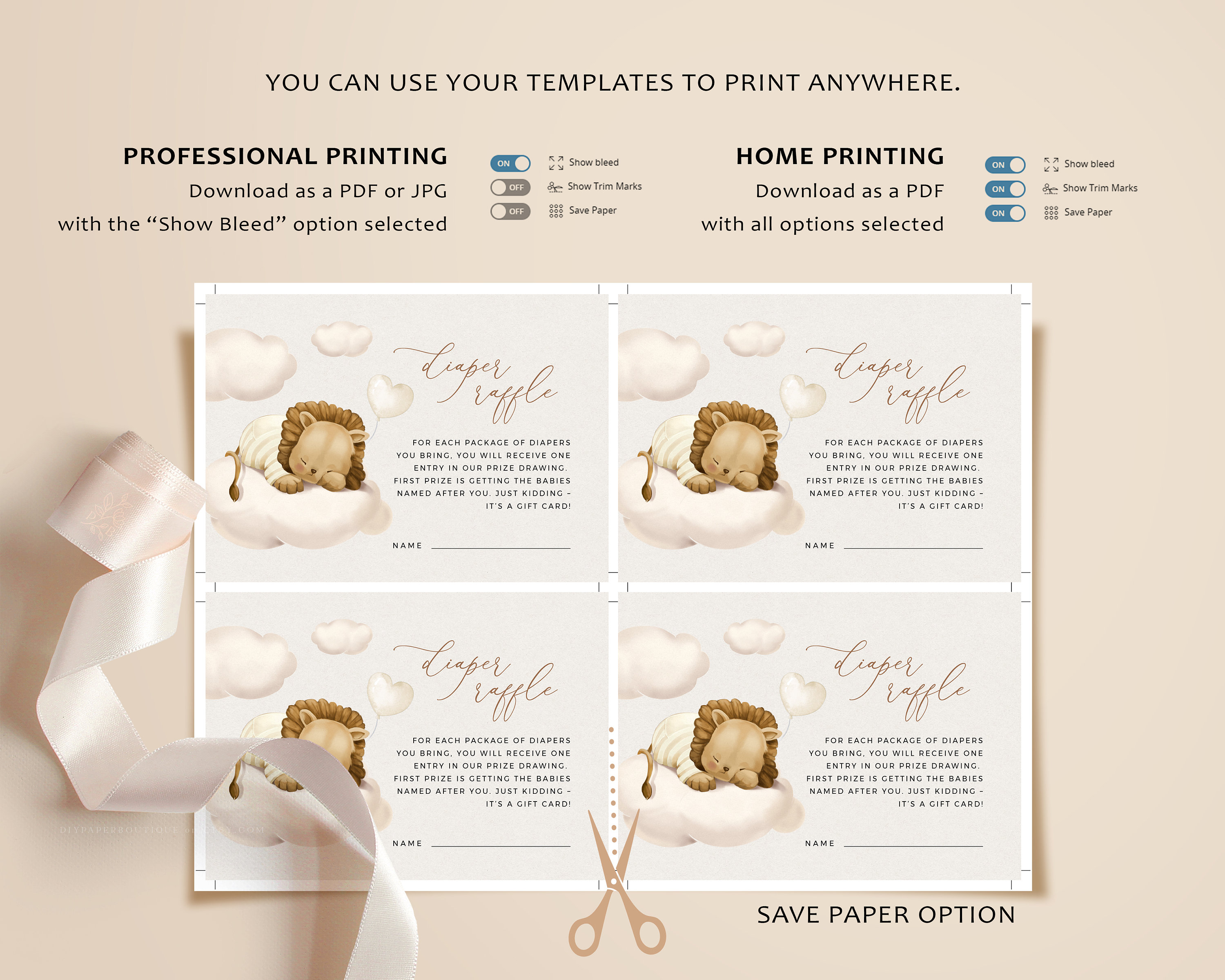 Leo Lion Baby Shower Invitation Template Sleeping Lion For Etsy