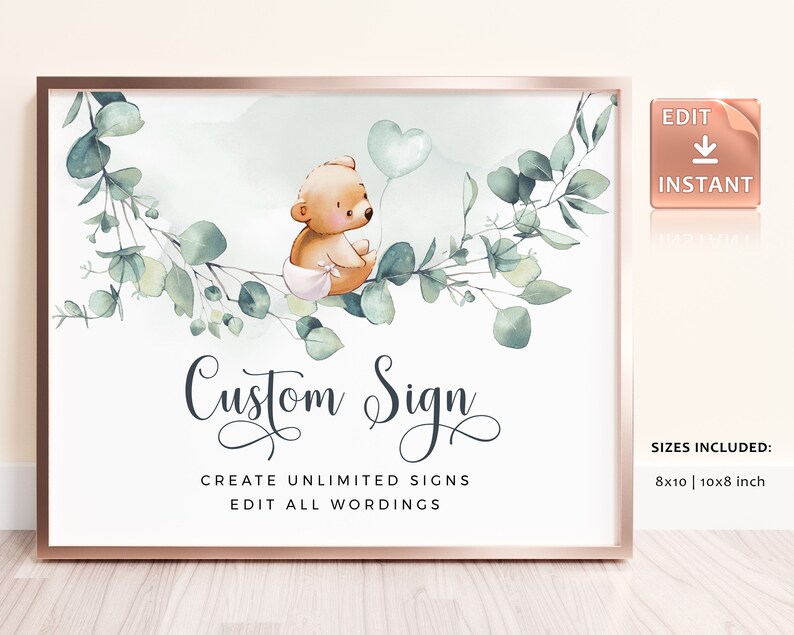 we can bearly wait baby shower sign