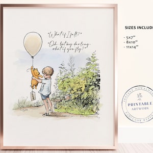 Afdrukbare Winnie de Poeh-klassieker, babyshower, Pooh verjaardagsfeestje, middelpunt kinderkamer decoratiekaarten, poster, bord