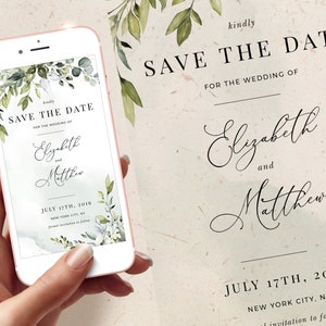 REESE Save the Date Evite, Smartphone Electronic Invitation, Greenery Digital Template, Save Our Date Evite, Instant Download image 7