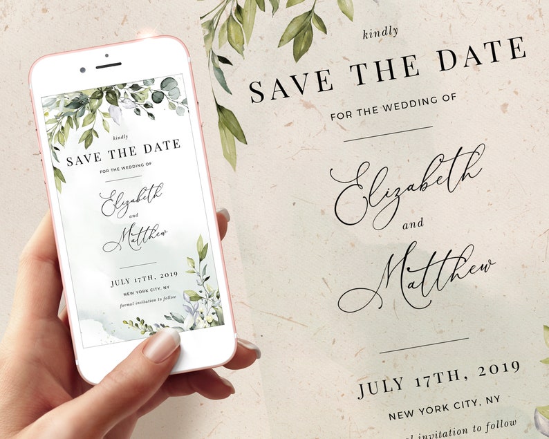 REESE Save the Date Evite, Smartphone Electronic Invitation, Greenery Digital Template, Save Our Date Evite, Instant Download image 7