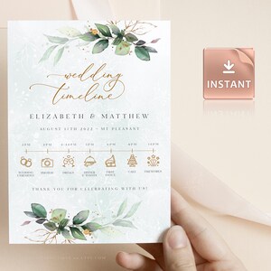 CLEO - Customizable Wedding Party Timeline, Printable Wedding Day Schedule, Groomsmen Itinerary, Bridesmaid Agenda, Editable Template DIY