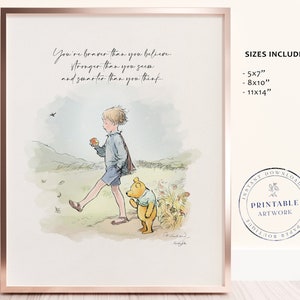 POOH - Druckbereites klassisches Zitat von Winnie-The-Pooh, Baby-Dusche, Geburtstagsfeier, Kinderzimmer-Dekorationskarten, 5x7 8x10 11x14 A.A. Milne