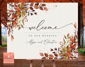 SIENNA - Large Fall Wedding Welcome Sign, Custom Fall Wedding Sign, Porch Fall Welcome Sign, Fall Welcome Sign, Boho Fall Welcome Sign