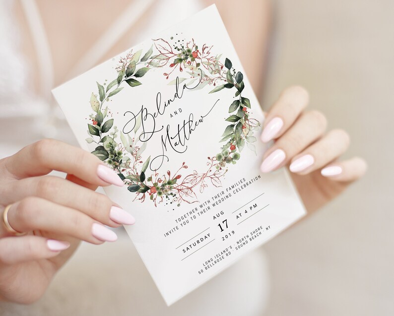 LUMI Faux ROSE GOLD Wedding Invitation Template Copper Etsy