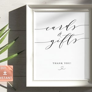 ELLE Minimalist Cards and Gifts Sign Printable, Modern Custom Wedding Sign, Baby Shower Sign, Bridal Shower Gift Sign, Instant Download image 7