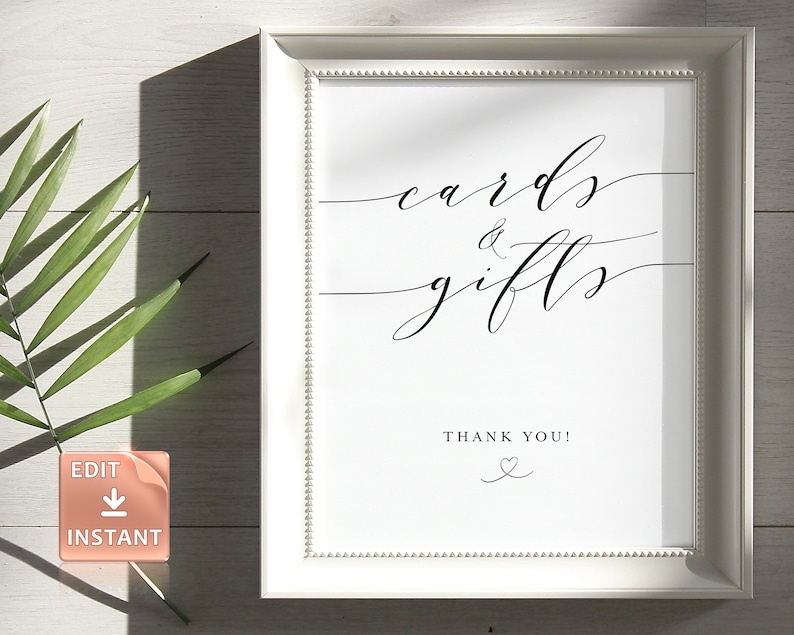 ELLE Minimalist Cards and Gifts Sign Printable, Modern Custom Wedding Sign, Baby Shower Sign, Bridal Shower Gift Sign, Instant Download image 7