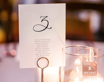 ELLE - Minimalist Wedding Table Number Template, Simple Table Numbers, Modern Printable Table Numbers, Clean Table Number Cards, DIY Instant