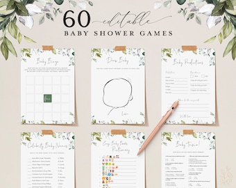 60 Editable Baby Shower Games Bundle (Digital Download)