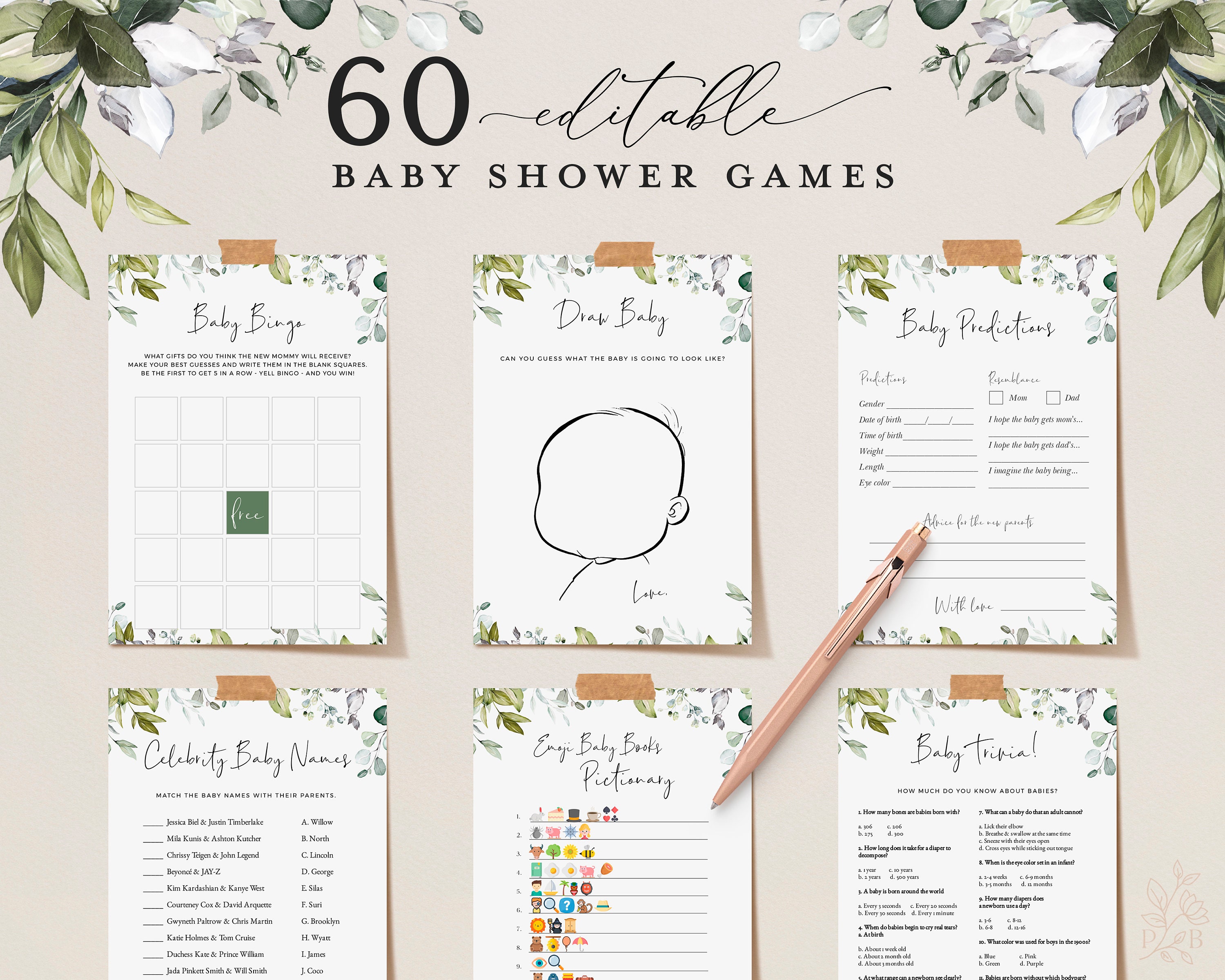 Printable baby shower games & virtual baby shower ideas