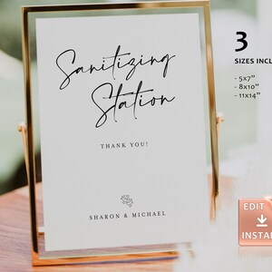 Sanitizing Station Sign Template: Minimalist Social Distancing (Printable)
