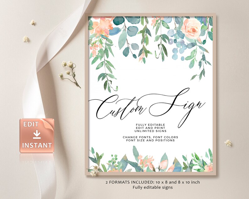 TIFF Custom Bridal Shower Signs Instant Download Blush | Etsy