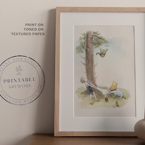 POOH - Druckbare Winnie-The-Pooh Klassiker, Baby-Dusche, Pooh-Geburtstagsfeier, Kinderzimmer-Dekorationskarten, 5x7 8x10 11x14 A.A. Milne