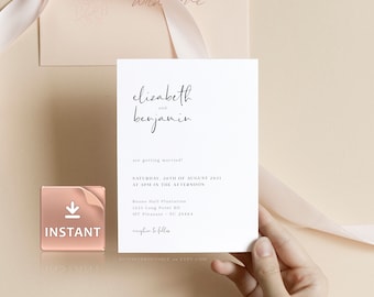 LYRIC - Modern Minimalist Wedding Invitation Template Suite, Wedding Invitation Templates Download, Wedding Invitations, Printable DIY Set