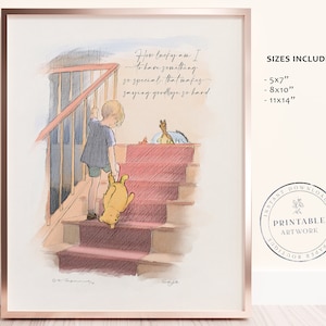 POOH - Druckbereites klassisches Zitat von Winnie-The-Pooh, Babyparty, Geburtstagsfeier, Kinderzimmer-Dekorationskarten, Treppen, Wohnheim, gute Nacht