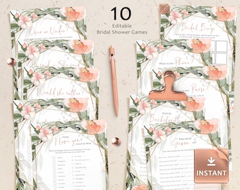 Blush Floral Bridal Shower Games Bundle (Instant Download)