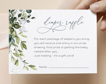 Eucalyptus Diaper Raffle Card: Greenery Baby Shower Insert (Printable)