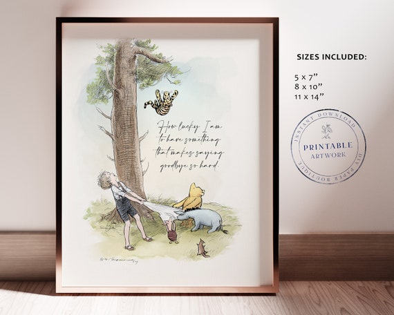 くまのプーさん「さよなら」印刷可能なポスター：クラシックな保育園