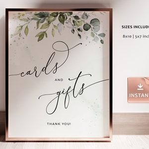REESE - Cartes et cadeaux signe de mariage, modèle imprimable, affiche de mariage de verdure, décor de réception Eucalyptus signe imprimable Boho Leaf