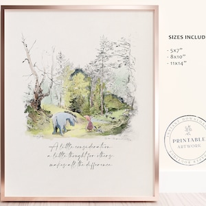 POOH - Druckbare Winnie-The-Pooh Klassiker, Baby-Dusche, Pooh-Geburtstagsfeier, Kinderzimmer-Dekorationskarten, 5x7 8x10 11x14 A.A. Milne