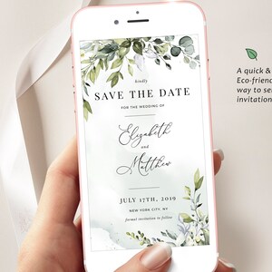 REESE Save the Date Evite, Smartphone Electronic Invitation, Greenery Digital Template, Save Our Date Evite, Instant Download image 5