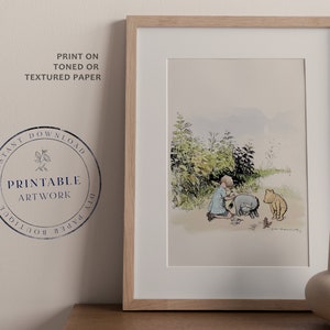 POOH - Druckbare Winnie-The-Pooh Klassiker, Baby-Dusche, Pooh-Geburtstagsfeier, Kinderzimmer-Dekorationskarten, 5x7 8x10 11x14 A.A. Milne