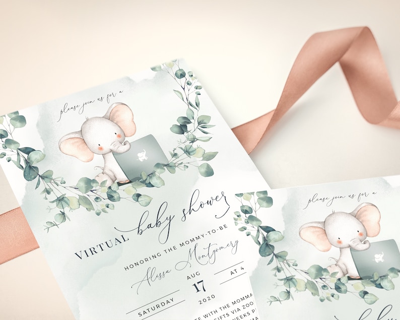 Zoom Baby Shower Invitation Etsy