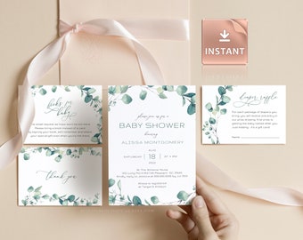 Greenery Eucalyptus Baby Shower Invitation: Gender Neutral Brunch (Printable)