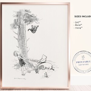 POOH - Printable Winnie-The-Pooh Classic, Baby Shower, Pooh Birthday Party, Centerpiece Kinderzimmer Dekorationskarten, 5x7 8x10 11x14 A.A. Milne