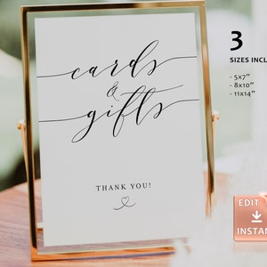 Minimalist Cards and Gifts Sign: Modern Wedding, Shower Decor (Instant Download)