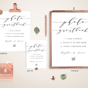 ELLE Minimalist Photo Guestbook Sign Template Editable - Etsy